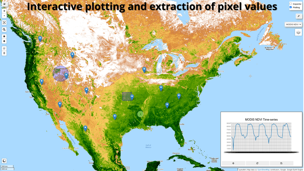Earth Engine Tutorial #34: Interactive extraction of pixel values and interactive region reduction